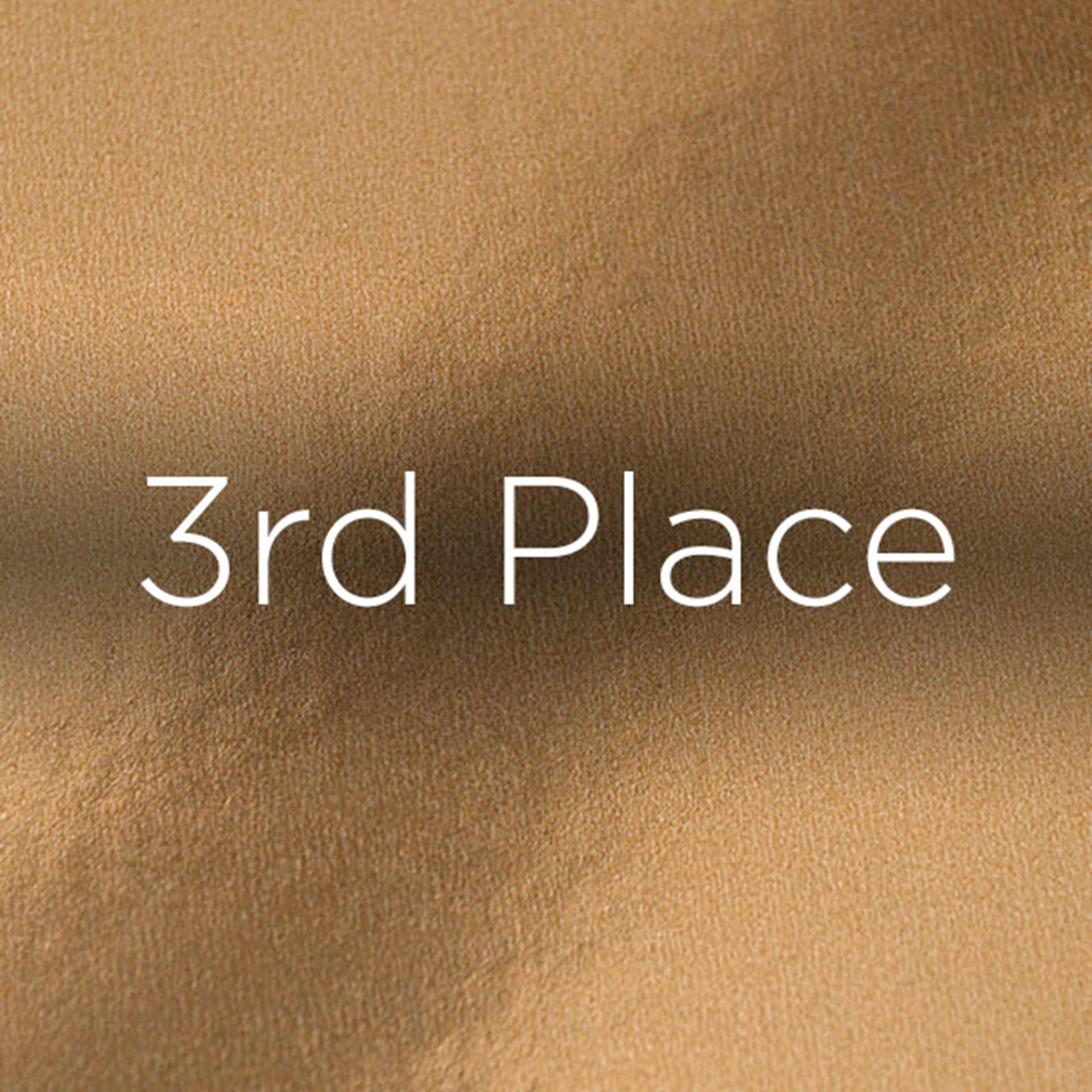 Third place text on bronze background