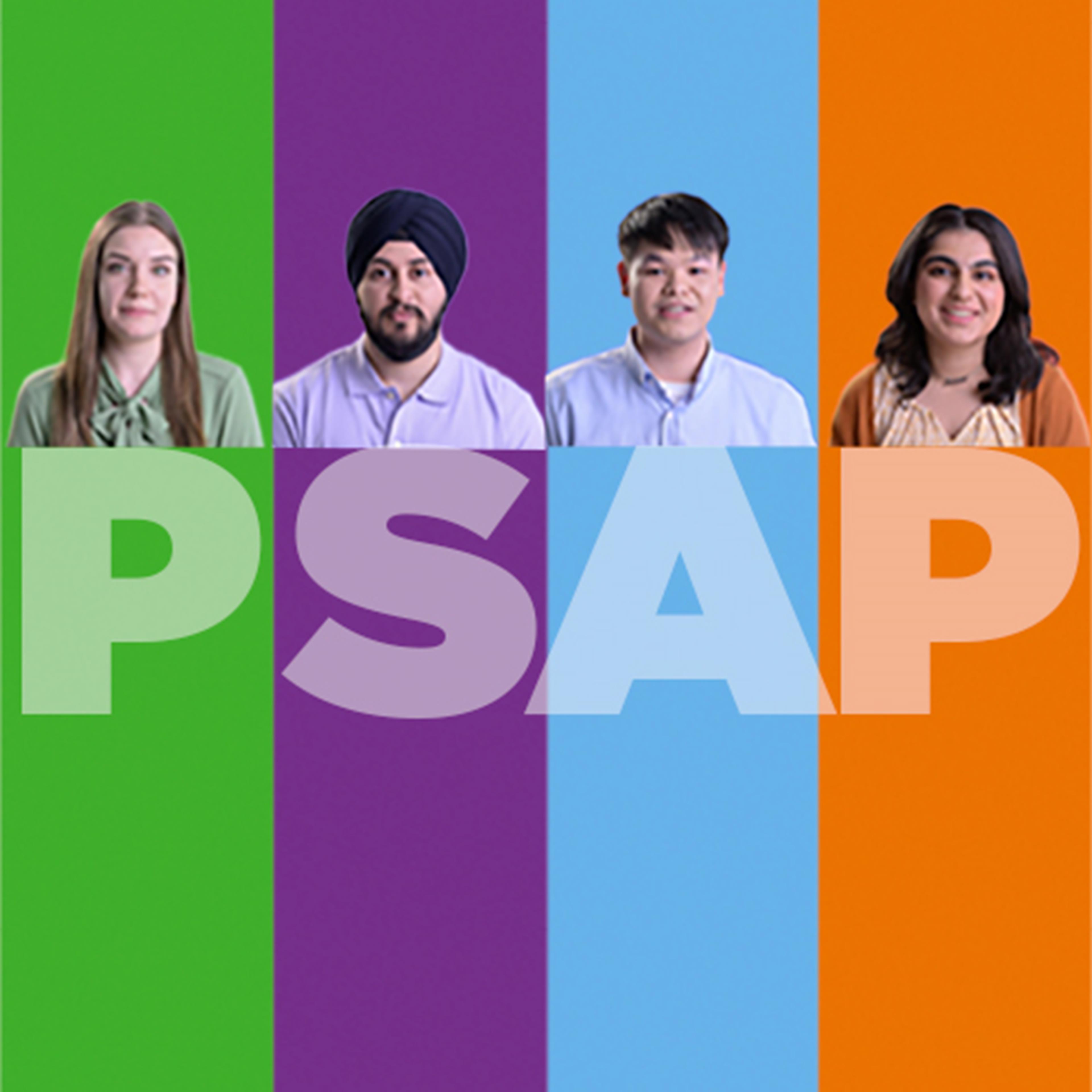 Four people looking at camera and smiling atop PSAP