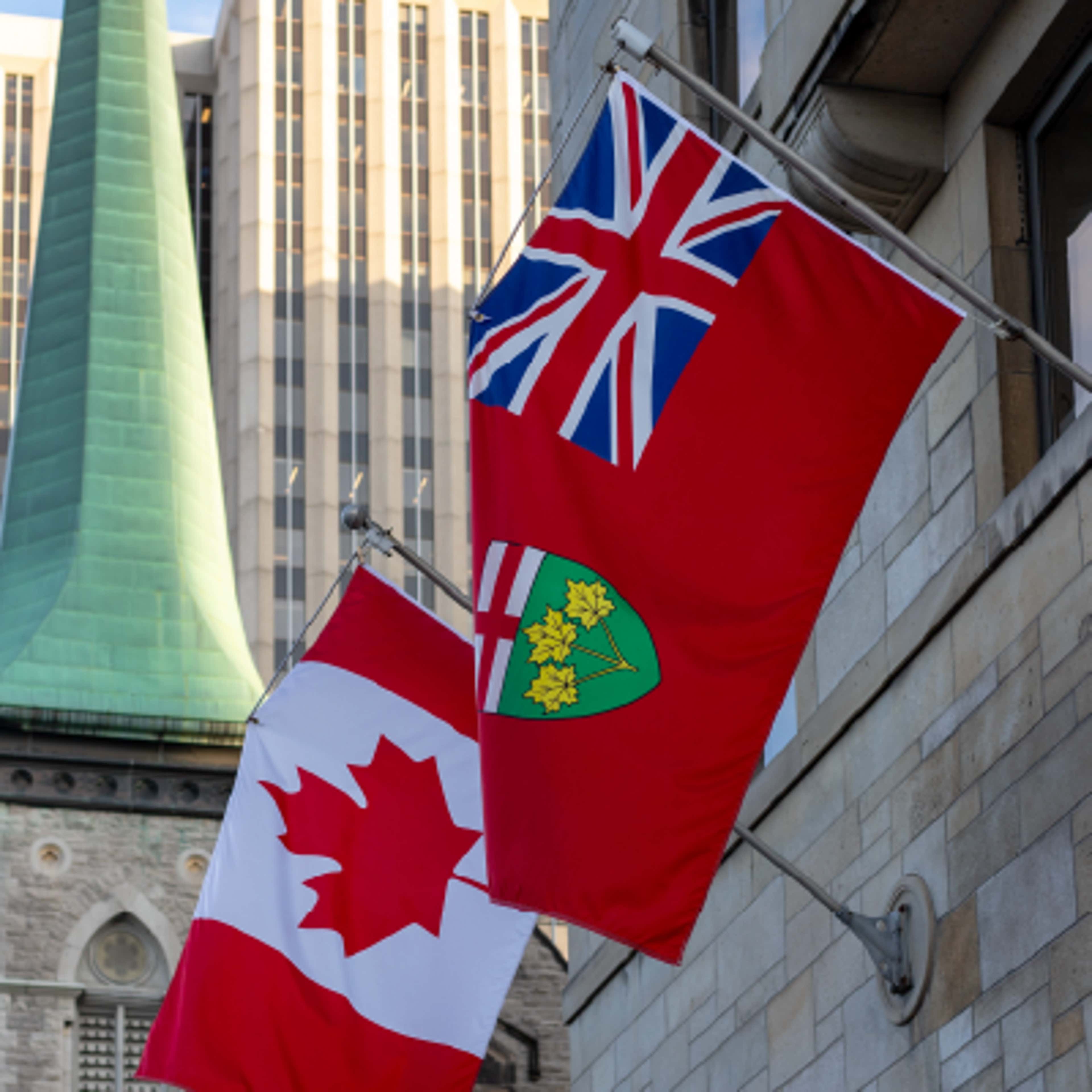 Ontario and Canada flag