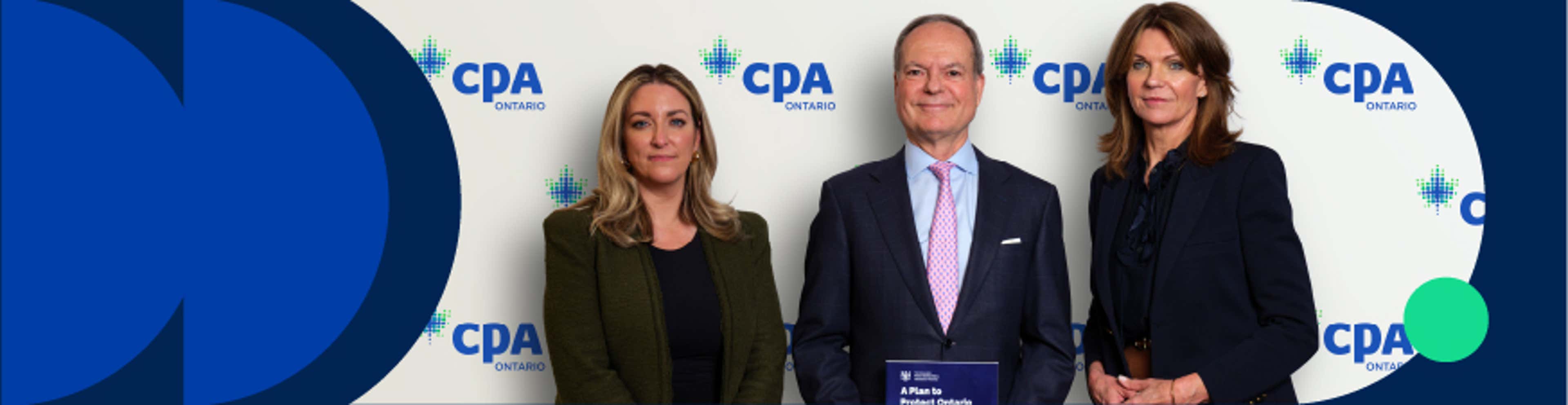 Hon. Peter Bethlenfalvy, Ontario’s Minister of Finance, Vassy Kapelos, Chief Political Correspondent for CTV News and Carol Wilding, CPA Ontario President and CEO
