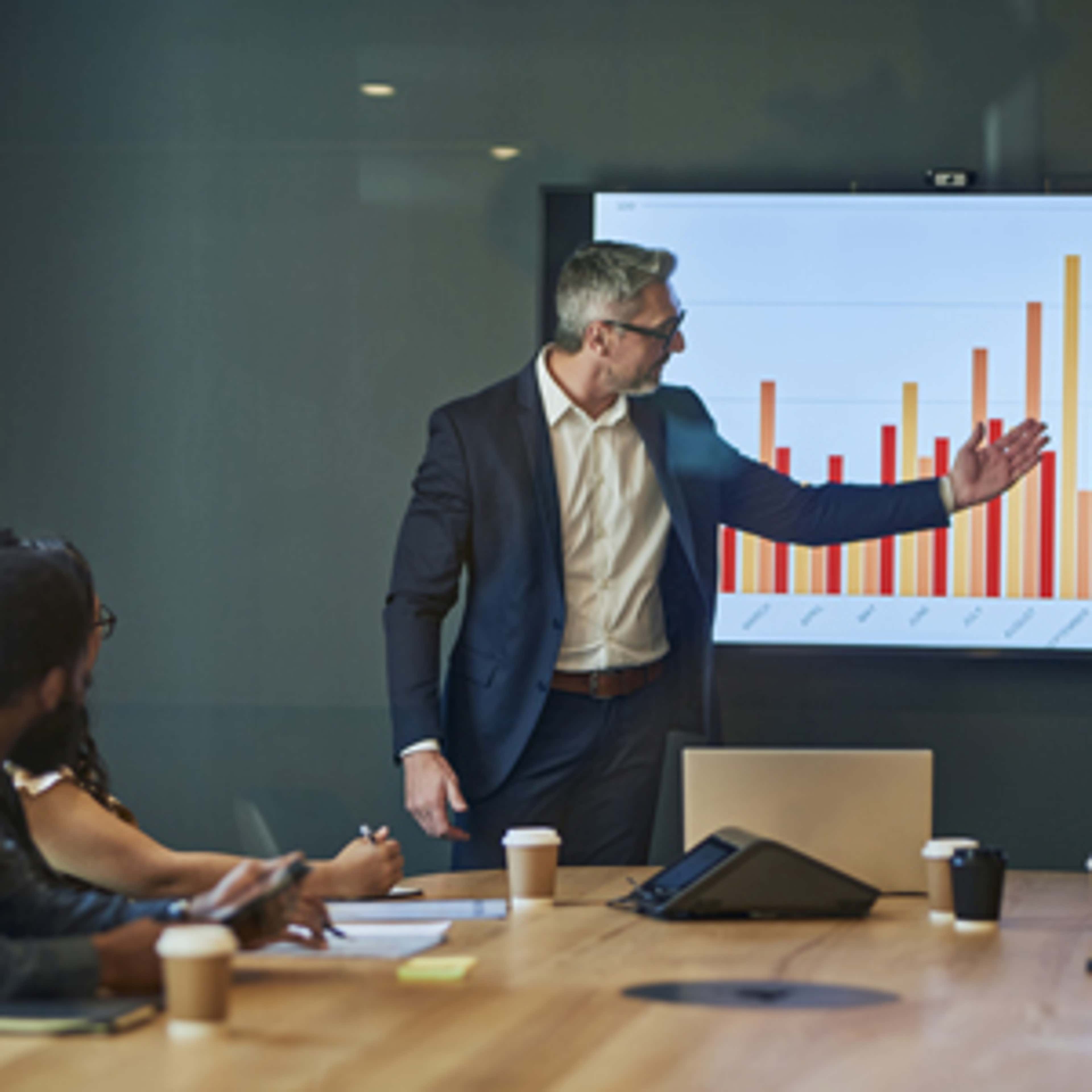 Man presenting chart