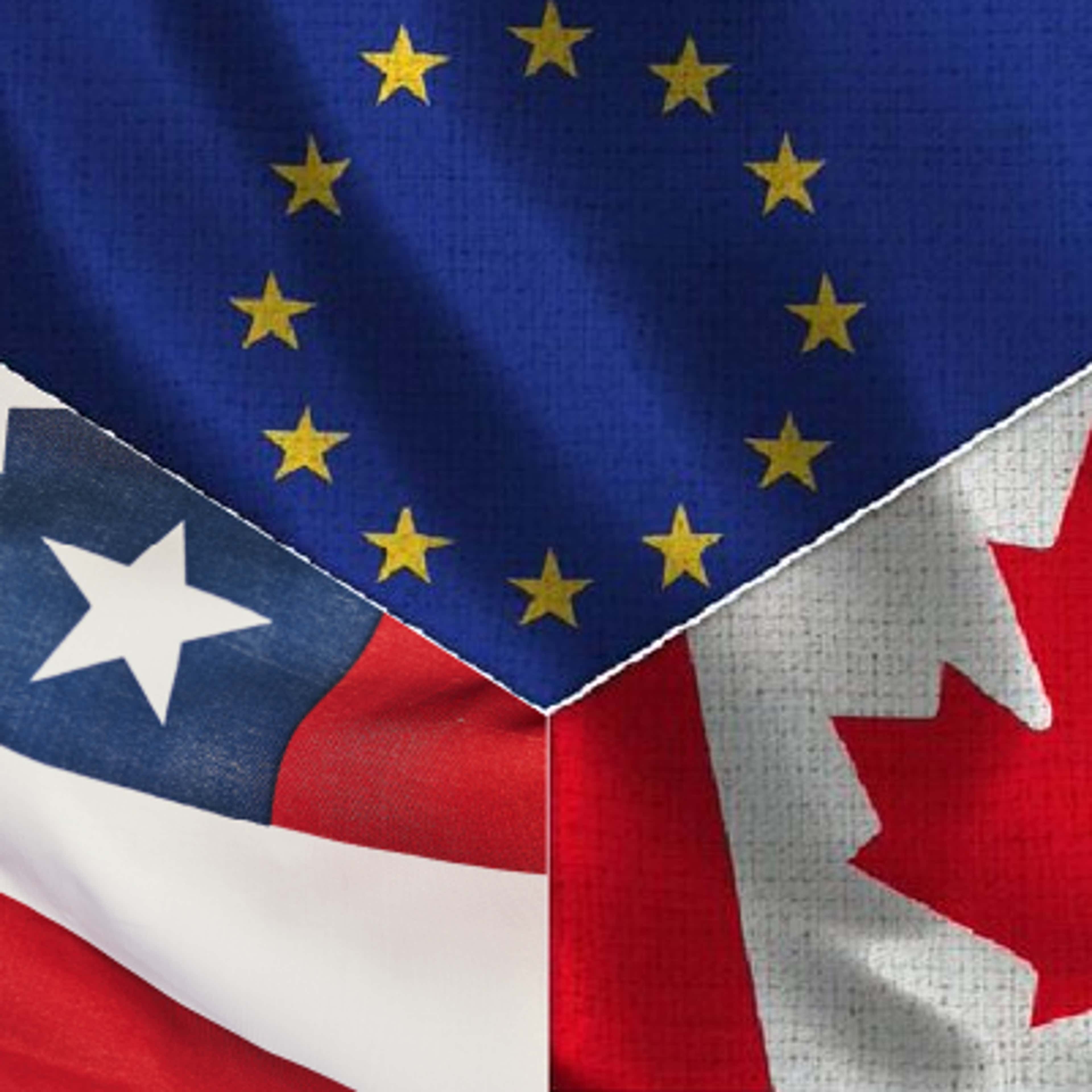 EU, U.S. and the Canadian Flag