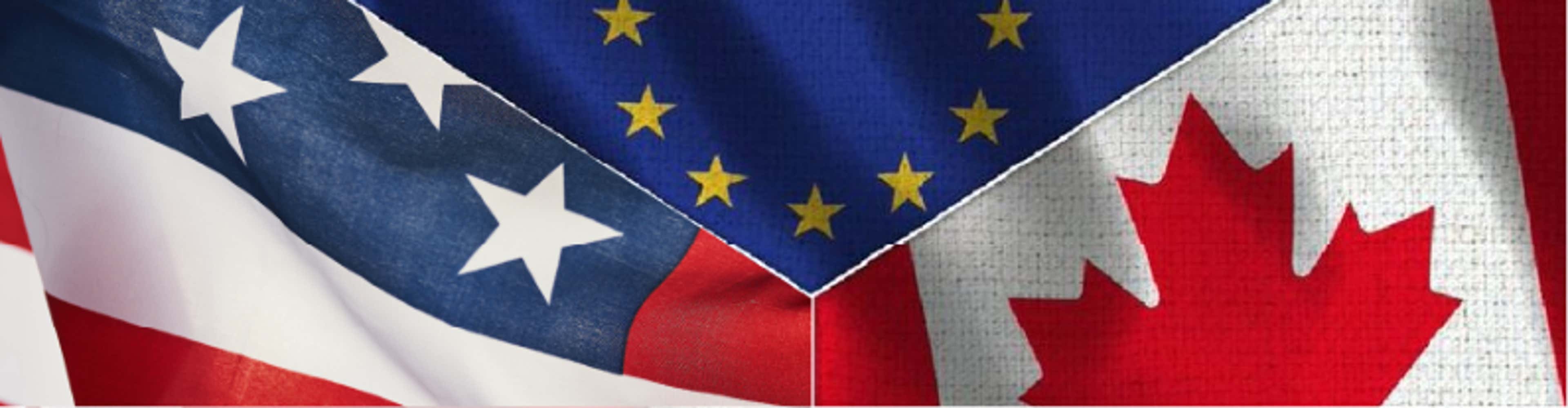 EU, U.S. and the Canadian Flag