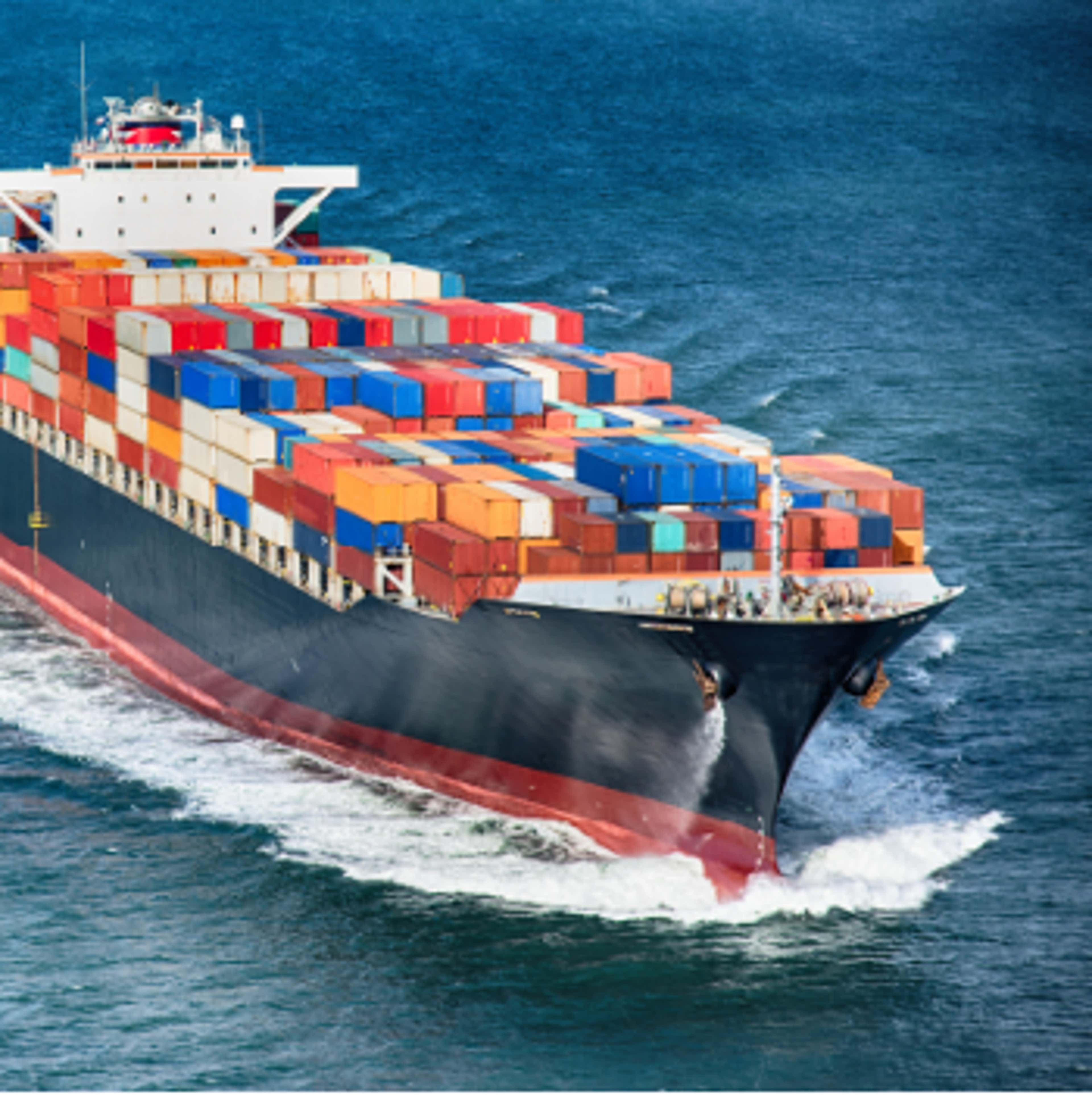 Container ship sailing