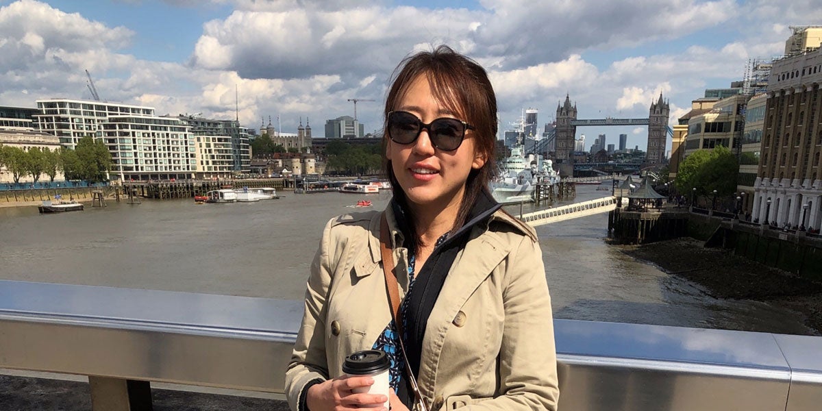 Sojin Lee on a bridge in London