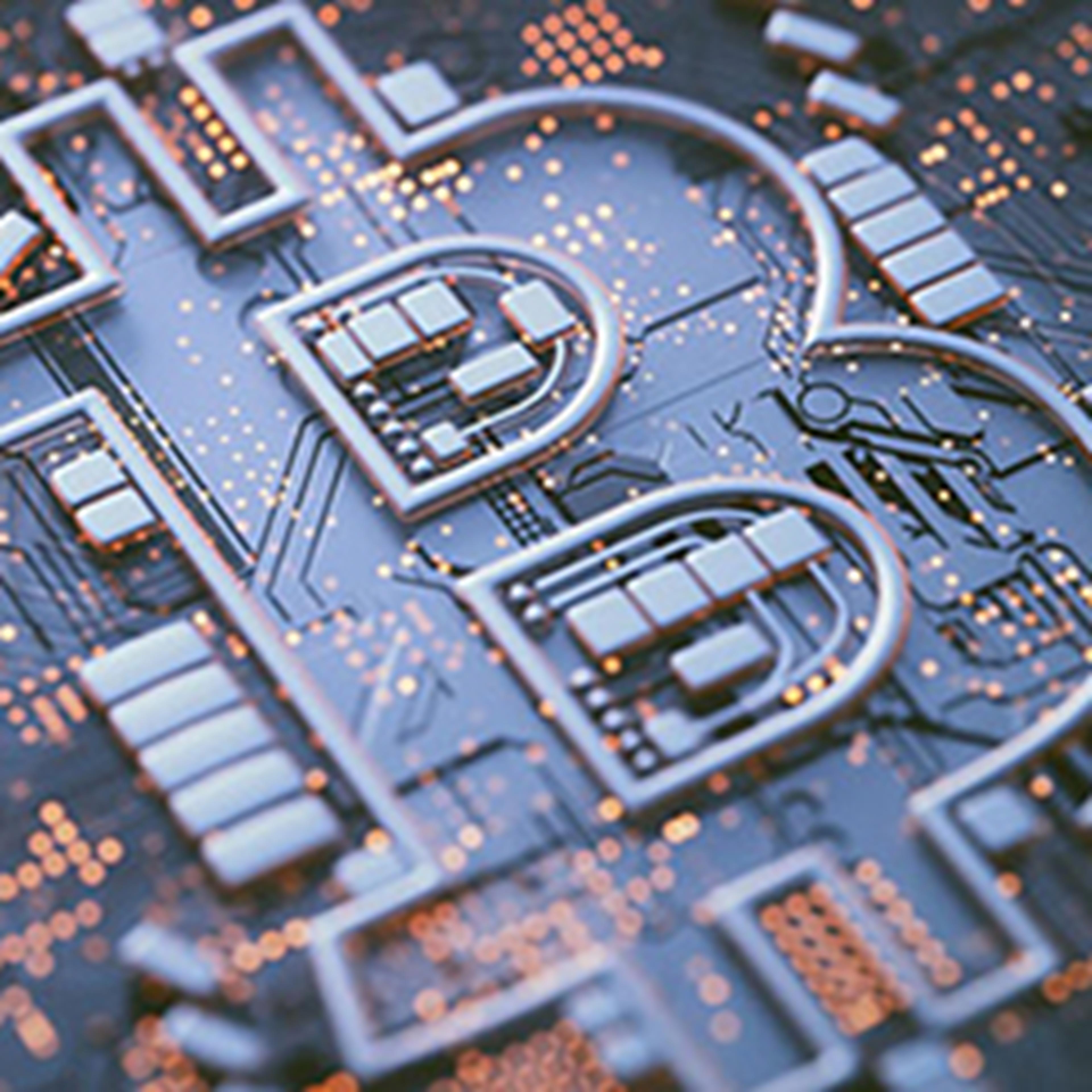 Bitcoin logo in circuit board