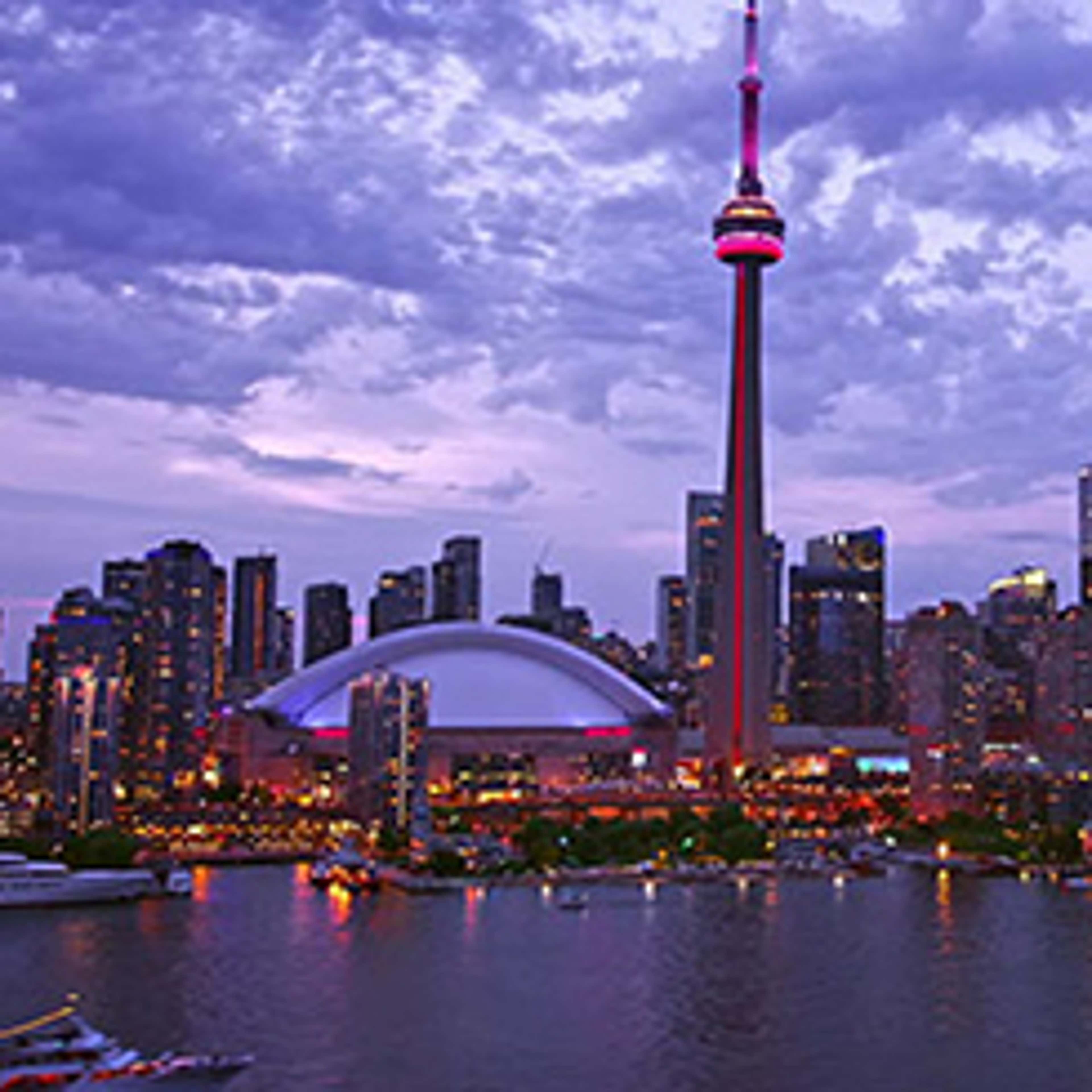 View of Toronto harbour at late evening