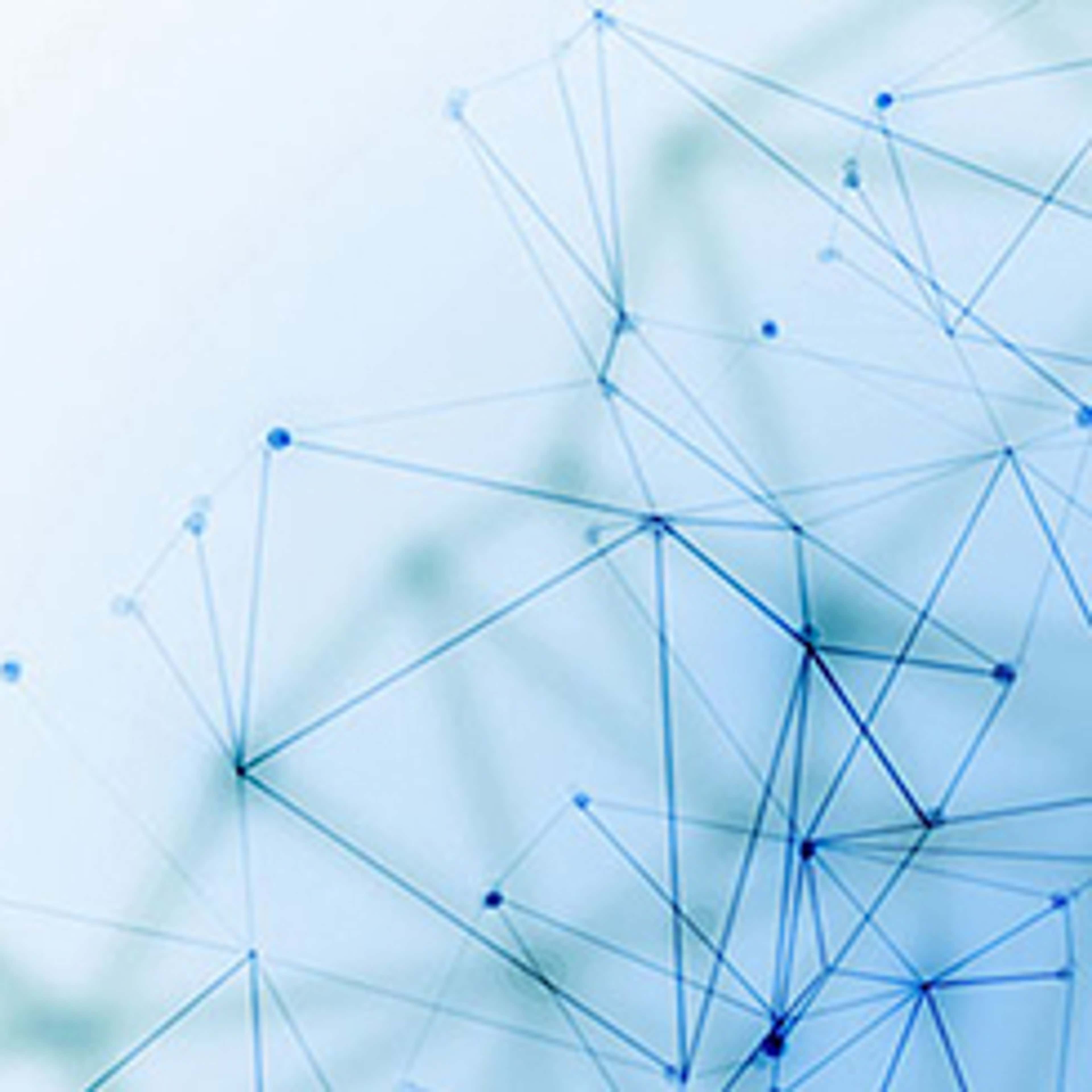 Blue nodes connected on light blue background