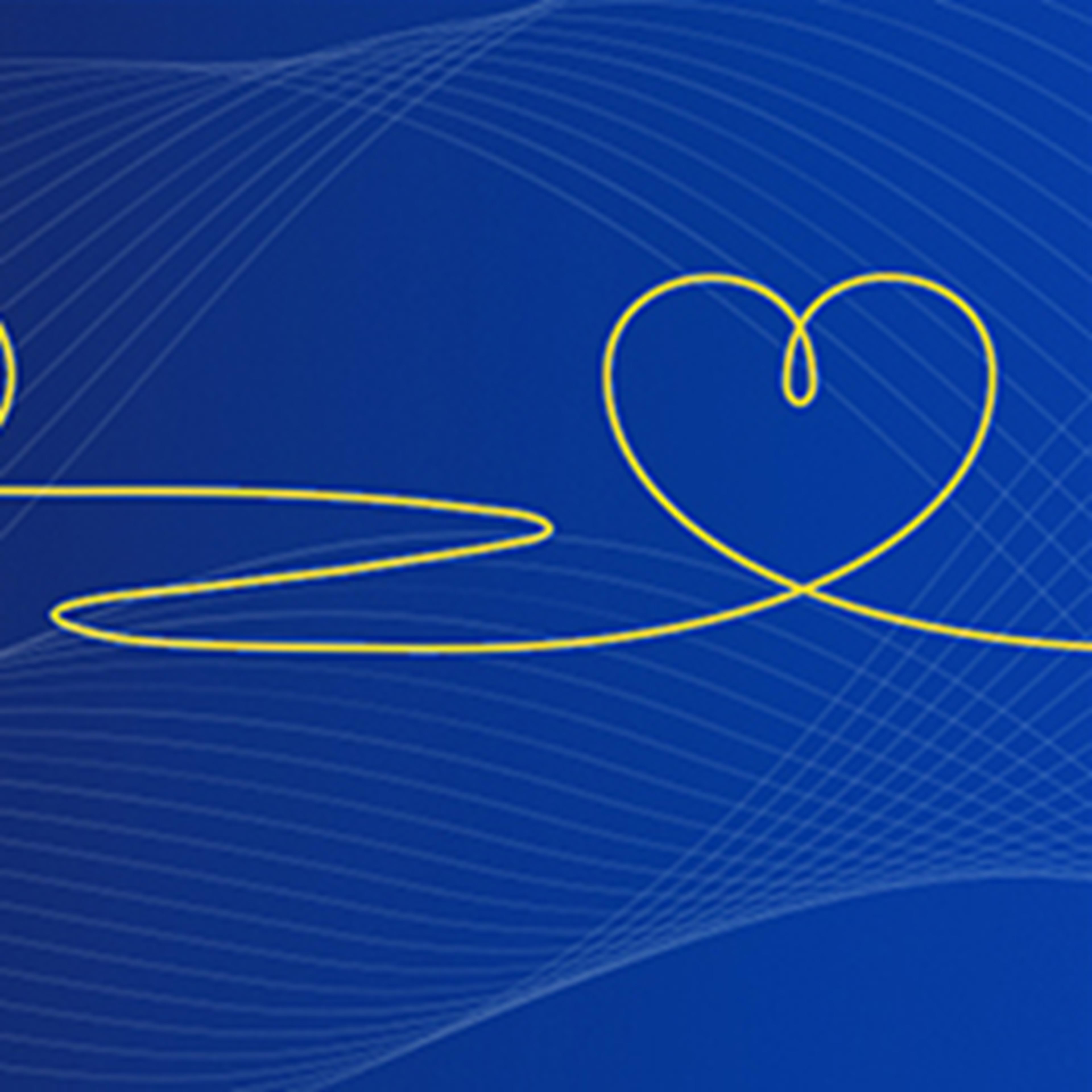 Line with heart over blue background