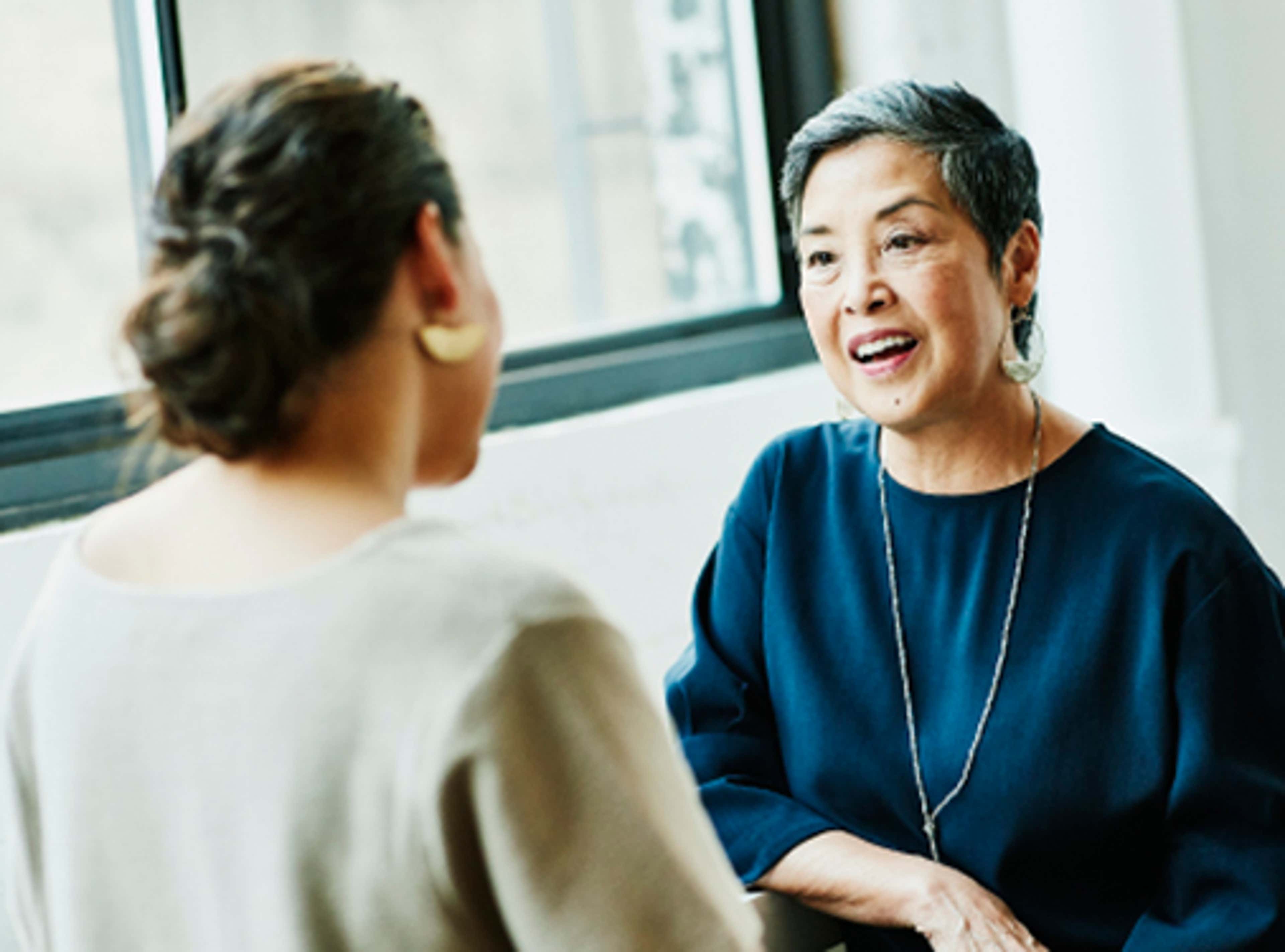 Two women talking