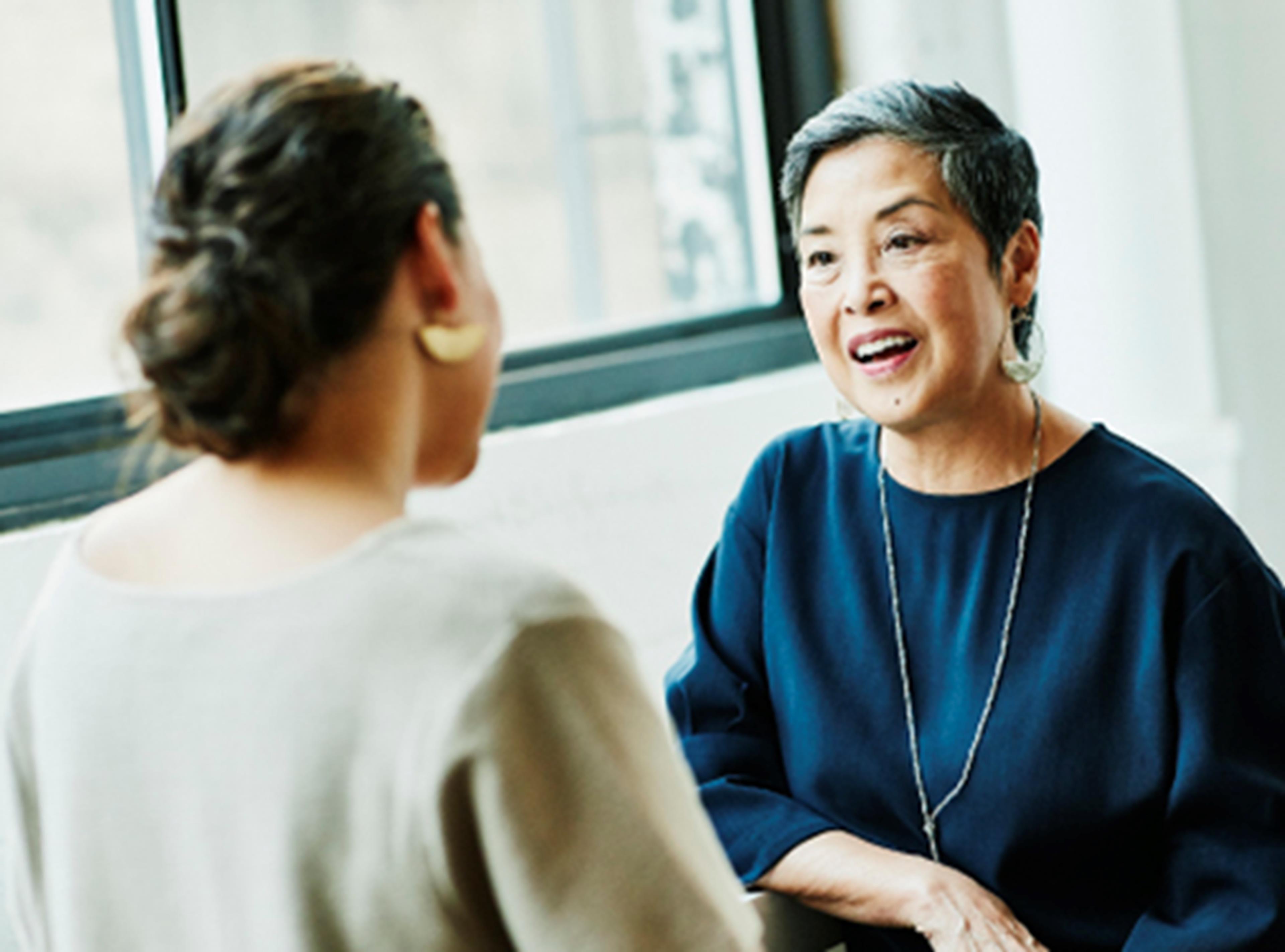 Two women talking