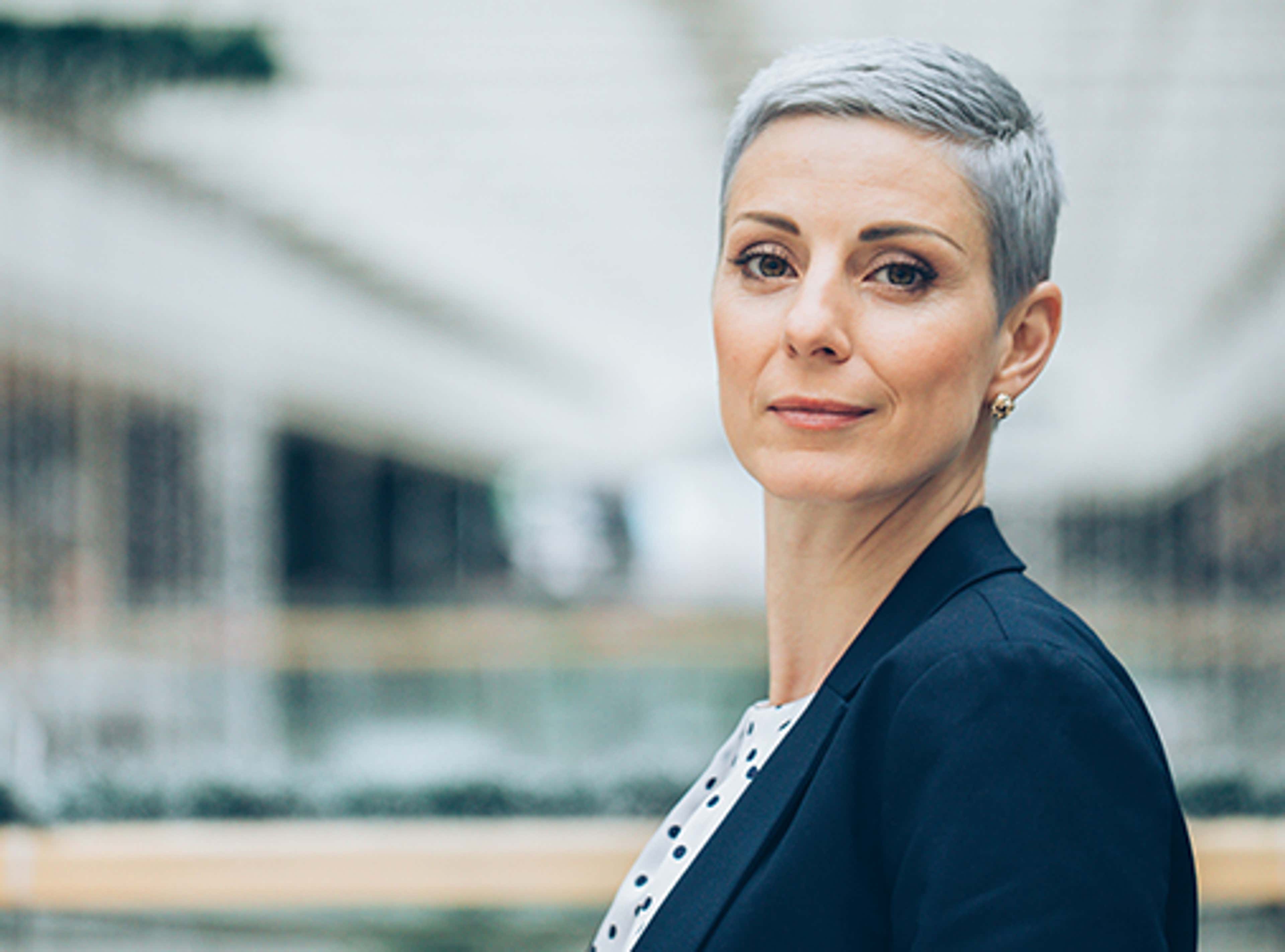 Woman looking directly at camera