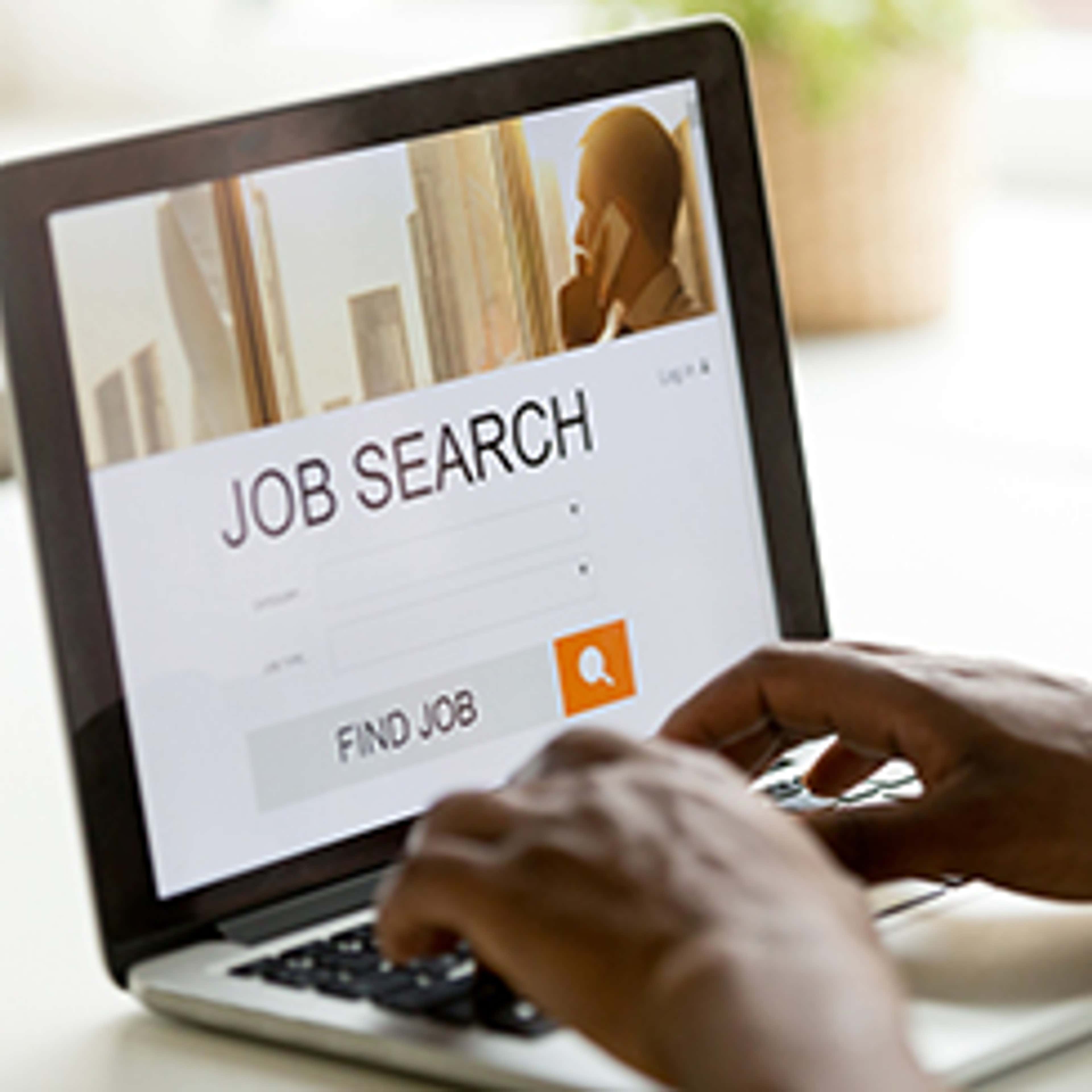 Computer on job search page