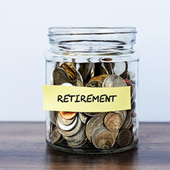 retirement savings jar with coins