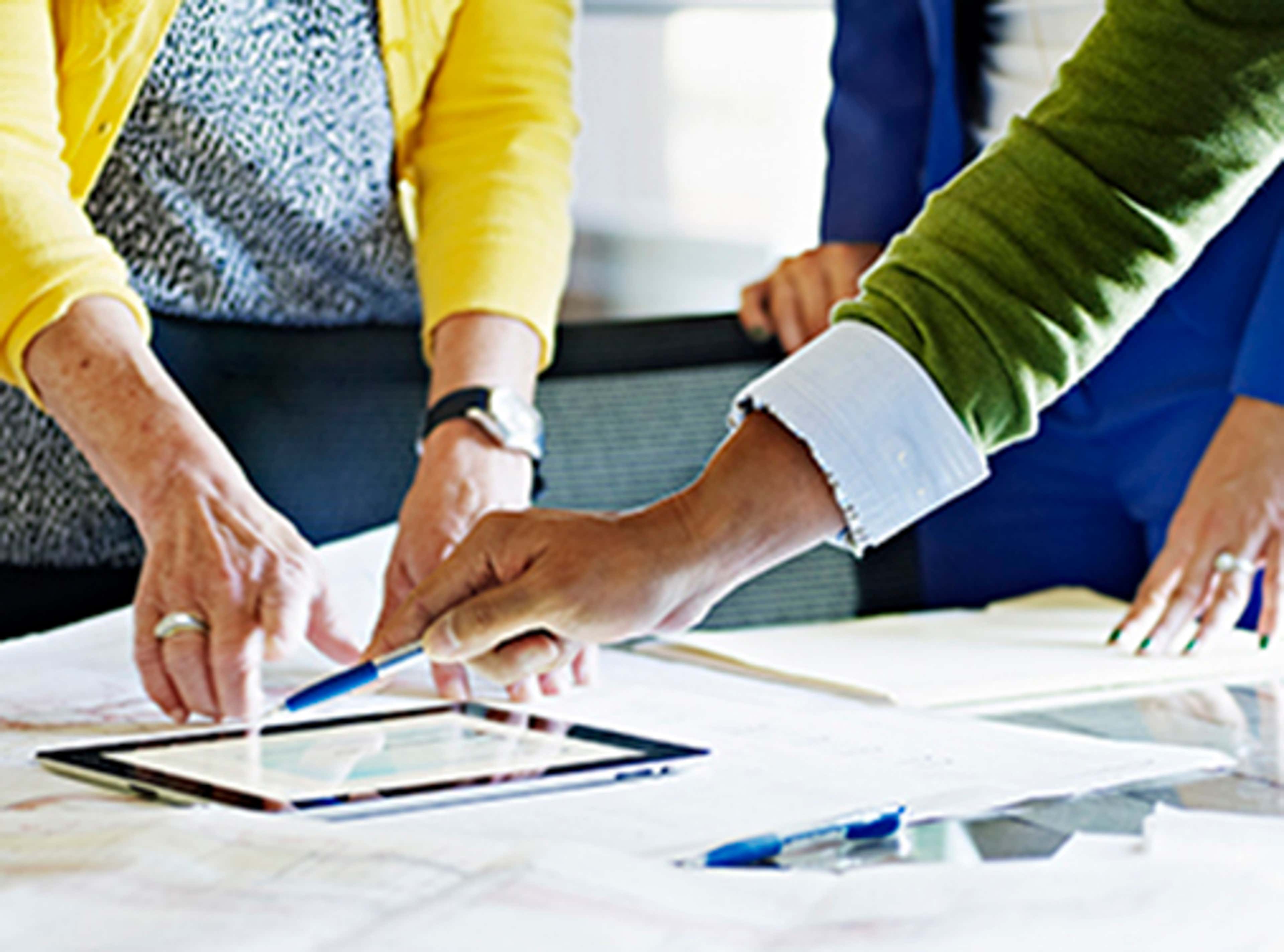 People working around a table