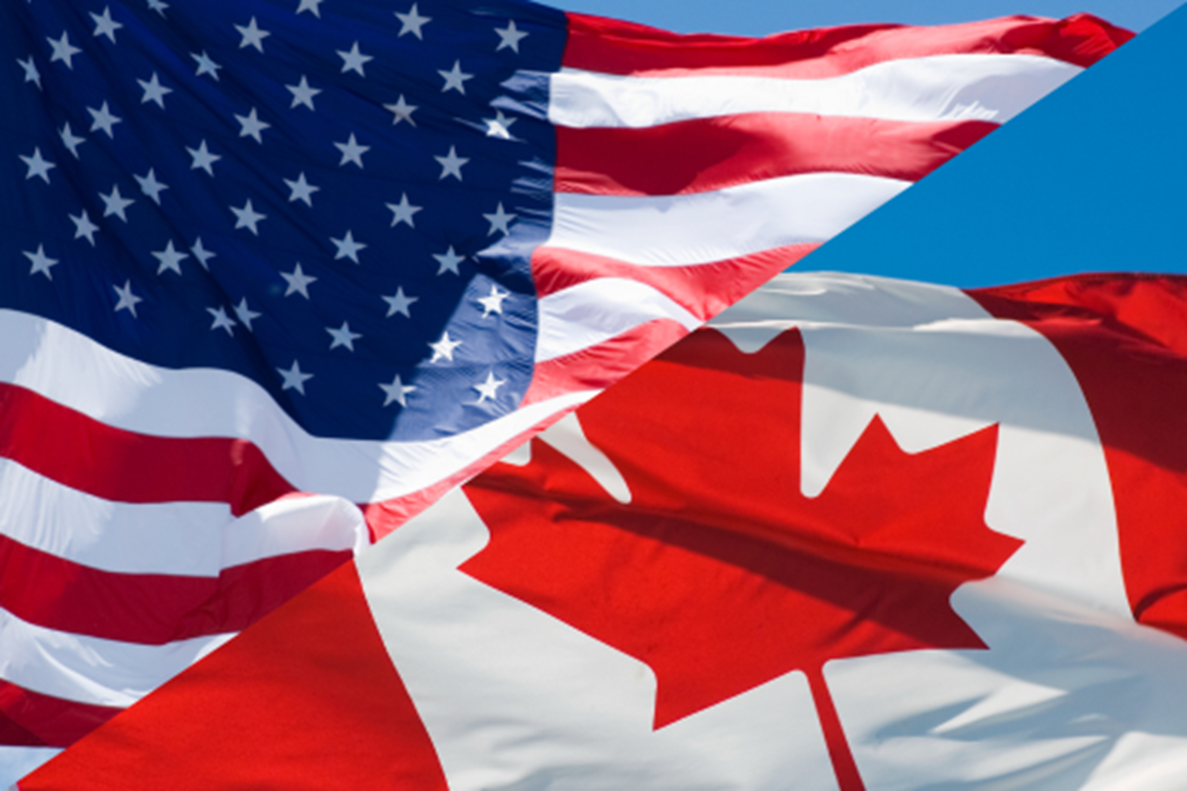 American flag and Canadian flag