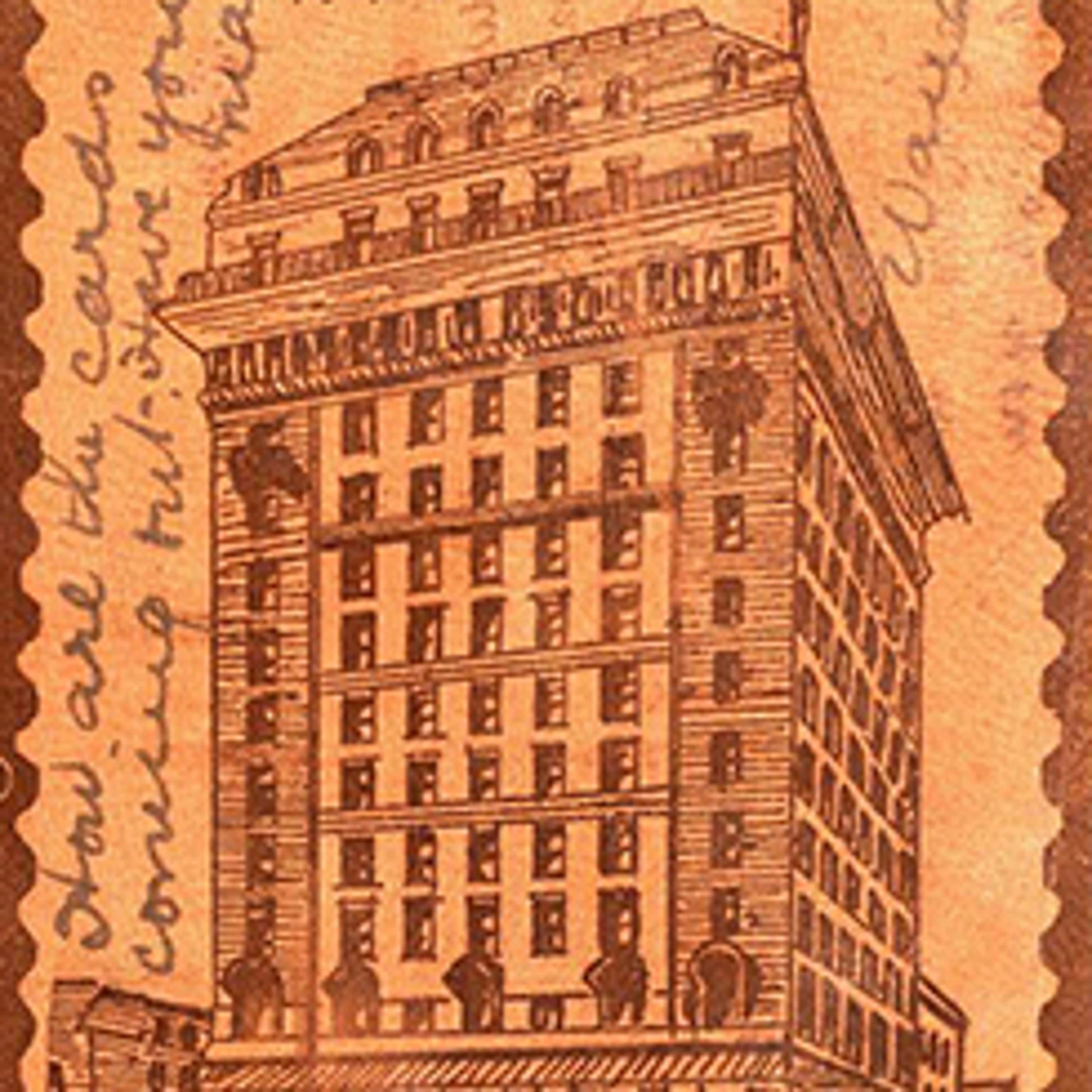 Image of a stamp with an official building 