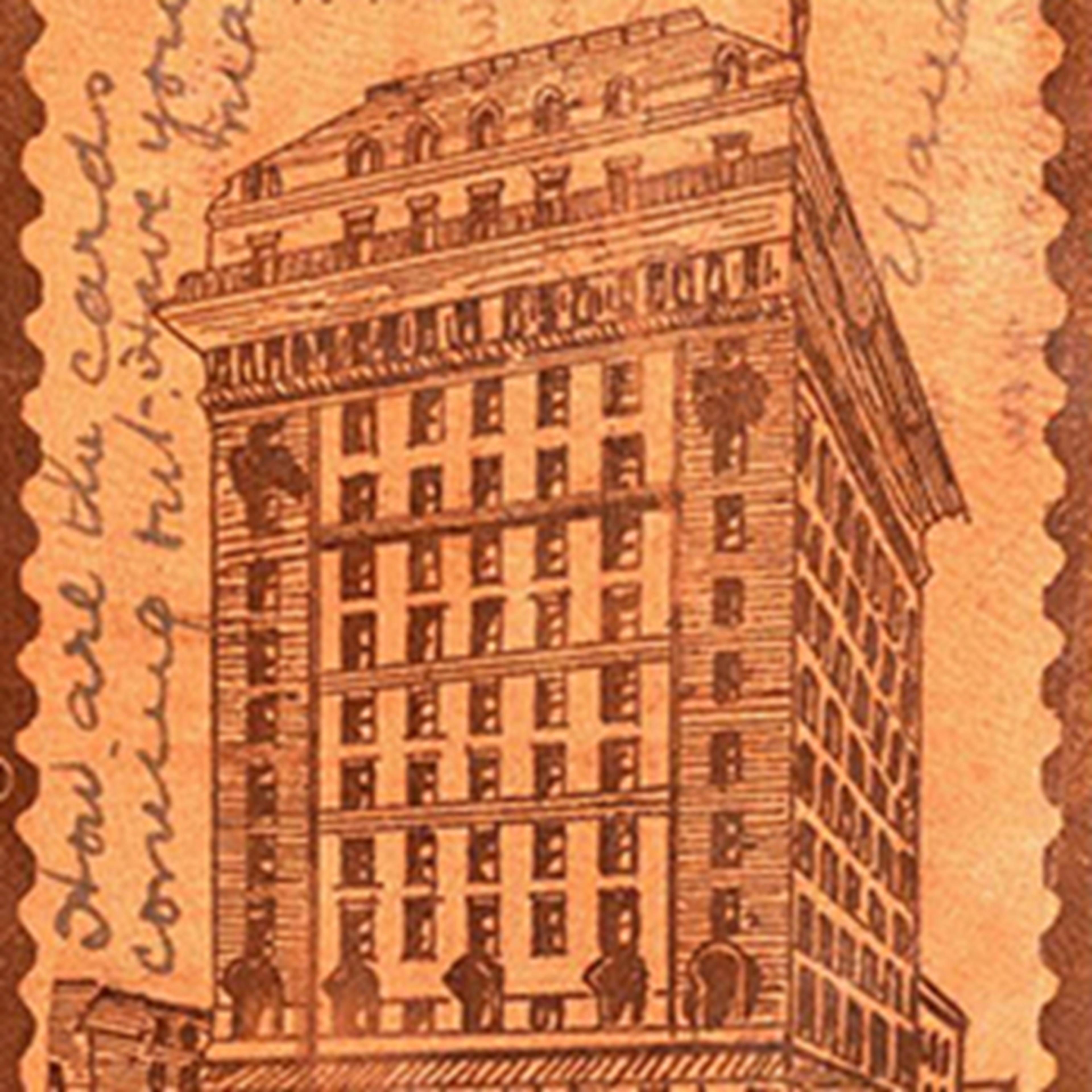 Image of a stamp with an official building 