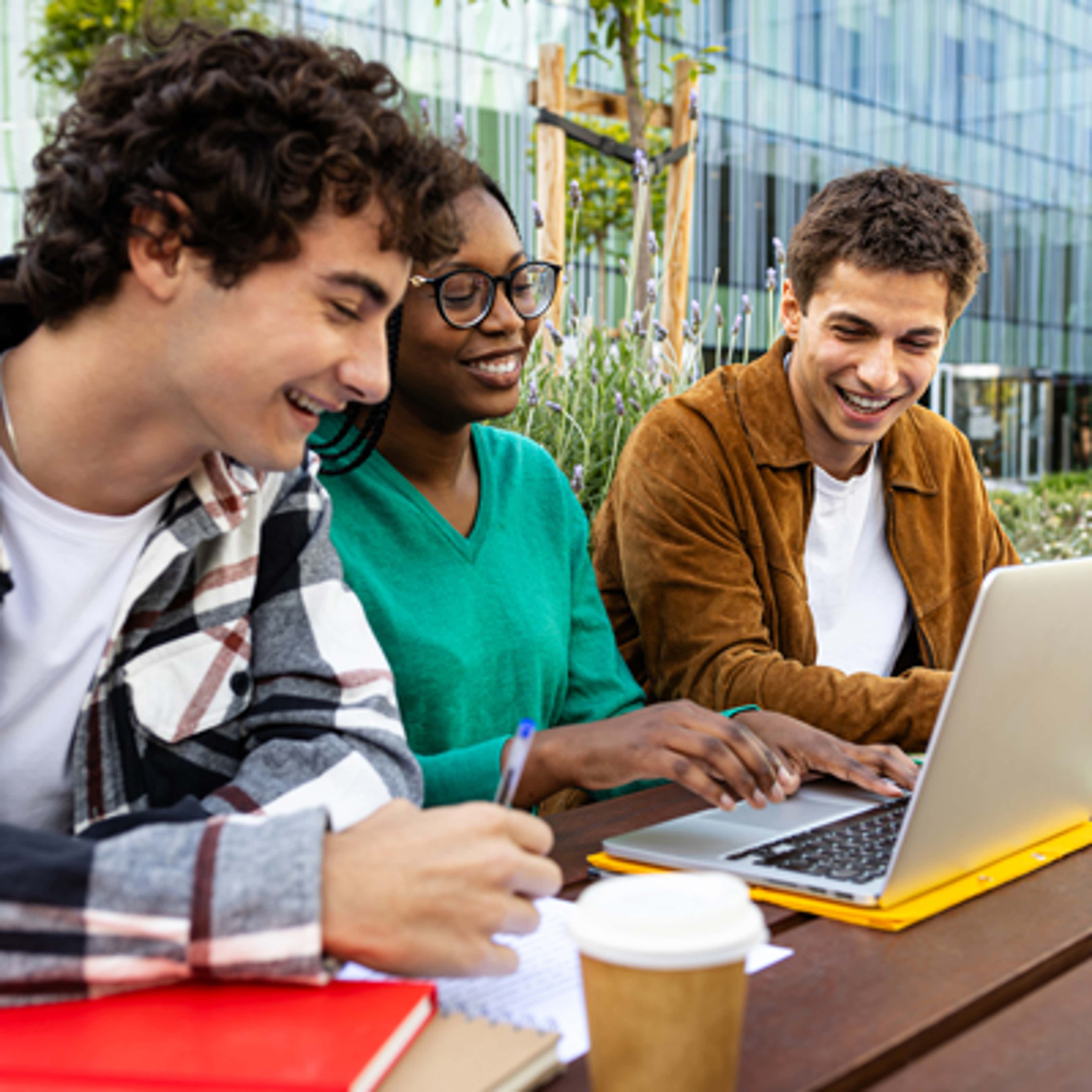 Students working together outside